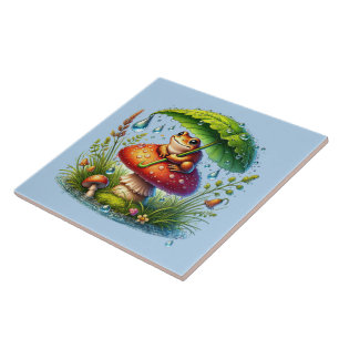 Cute woodland frog lovers ceramic tile