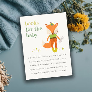 Cute Woodland Fun Fox Books For Baby Shower Enclosure Card