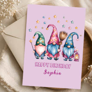 Cute Woodland Gnome Birthday Card for Kids