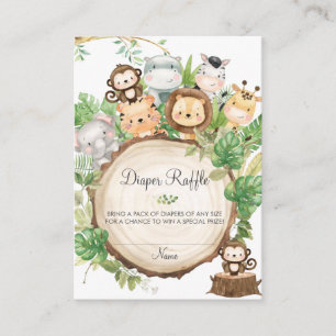 Cute Woodland Greenery Baby Shower Diaper Raffle Enclosure Card