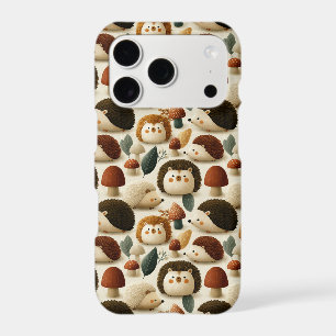 Cute Woodland Hedgehog and Mushroom Pattern