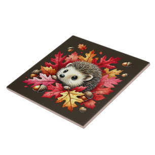 Cute woodland hedgehog lovers ceramic tile