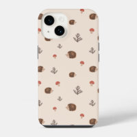 Cute Woodland Hedgehog & Mushroom Pattern