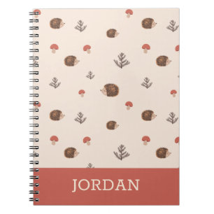 Cute Woodland Hedgehog & Mushroom Pattern Notebook