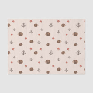 Cute Woodland Hedgehog & Mushroom Pattern Tissue Paper