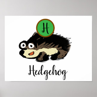 Cute Woodland Hedgehog Nursery Art Print