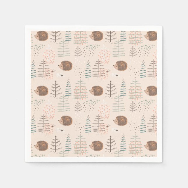 Cute Woodland Hedgehog Pattern Napkin (Front)