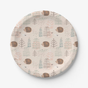 Cute Woodland Hedgehog Pattern Paper Plate