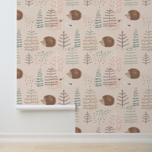 Cute Woodland Hedgehog Pattern Wallpaper