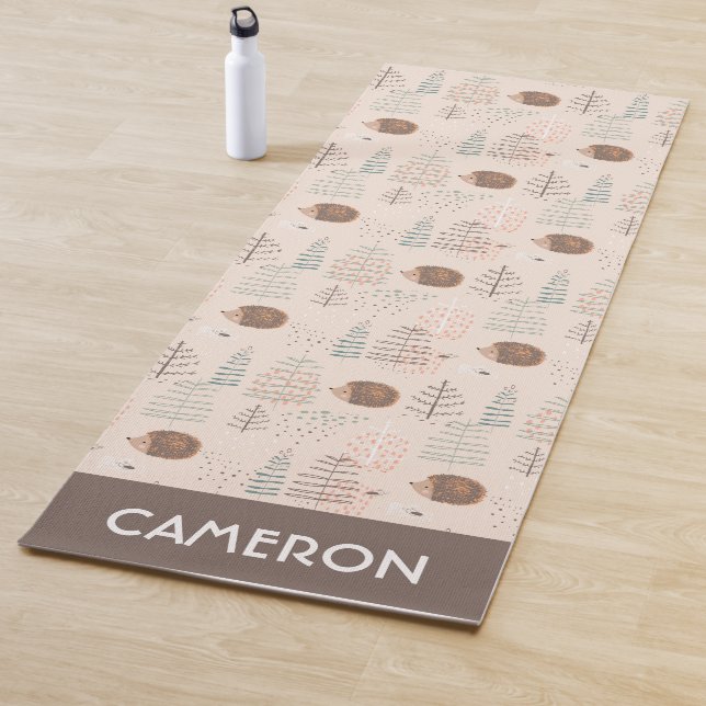 Cute Woodland Hedgehog Pattern Yoga Mat (In Situ)