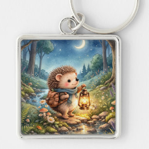 Cute Woodland Hedgehog With Lantern  Key Ring