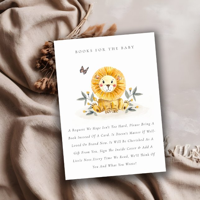 Cute Woodland Lion Foliage Books For Baby Shower Enclosure Card (Creator Uploaded)