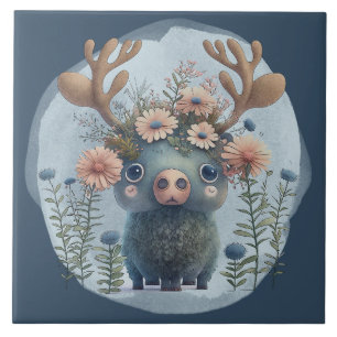 cute Woodland moose lovers Ceramic Tile