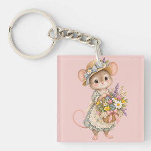 Cute Woodland Mouse – European Cottage Garden Illu Key Ring