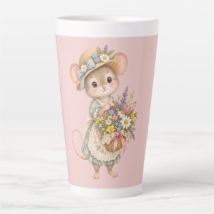 Cute Woodland Mouse – European Cottage Garden Illu Latte Mug