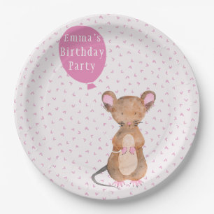 Cute Woodland Mouse   Kids Birthday Paper Plates