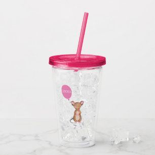 Cute Woodland Mouse Personalised Kids Acrylic Tumbler