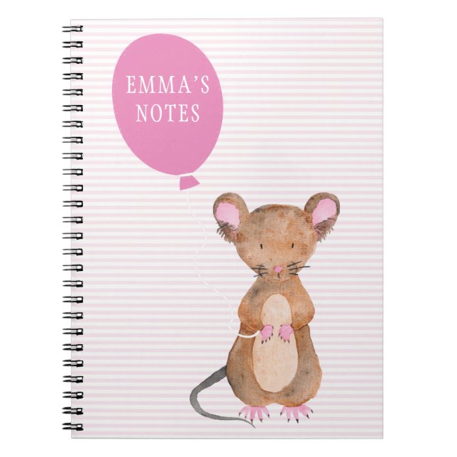 Cute woodland Mouse Personalized Notebook (Front)