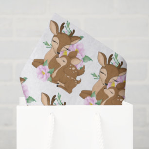 Cute woodland Mummy and baby girl deer party Tissue Paper