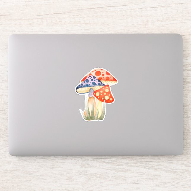 Cute Woodland Mushroom Custom-Cut Vinyl Sticker (Computer)