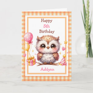 Cute Woodland Owl Any Age Birthday for Girls Card