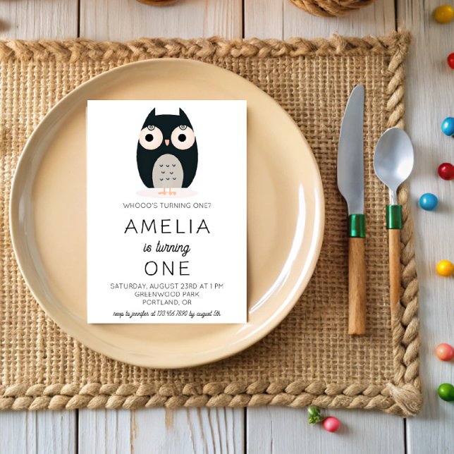 Cute Woodland Owl Kids Birthday  Invitation (Creator Uploaded)