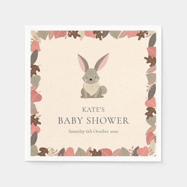 Cute Woodland Rabbit Baby Shower / Sprinkle Napkin (Front)