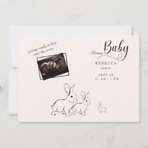 Cute Woodland Rabbit Ultrasound Baby Shower  Invitation