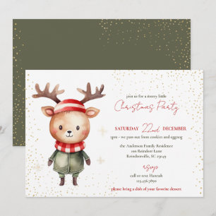 Cute Woodland Reindeer Christmas Elf Holiday Card