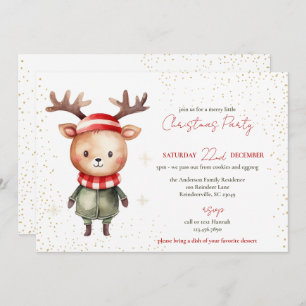 Cute Woodland Reindeer Christmas Elf Holiday Card