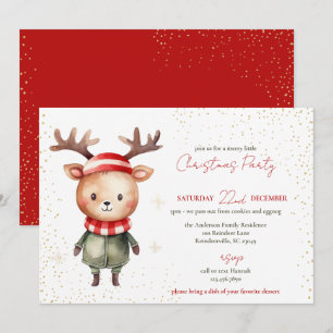 Cute Woodland Reindeer Christmas Elf Holiday Card