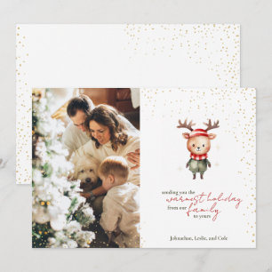 Cute Woodland Reindeer Christmas Elf Holiday Card