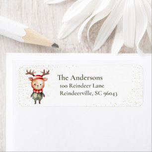 Cute Woodland Reindeer Christmas Elf Return Address Label
