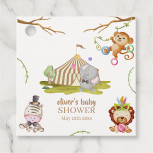 Cute Woodland Safari Animal Circus Baby Shower  Favour Tags