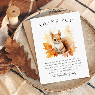 Cute Woodland Squirrel Fall Baby Shower Thank You Card