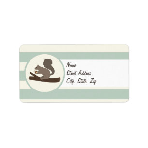 Cute Woodland Squirrel on Light Sage Green Label