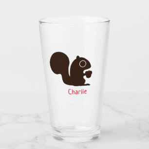 Cute Woodland Squirrel with Nut Personalised Glass