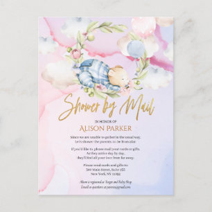 Cute Woodland Teddy Bear Boy Baby Shower by Mail   Postcard