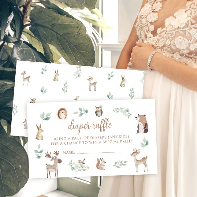 Cute woodland theme baby boy shower diaper raffle enclosure card (Creator Uploaded)