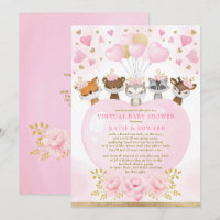 Cute Woodland Valentines Girl Virtual Baby Shower
