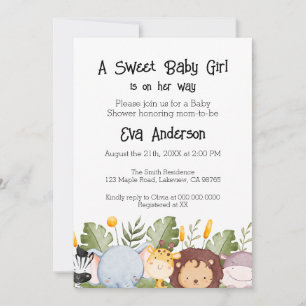 Cute Woodland Watercolor Baby Shower Invitation