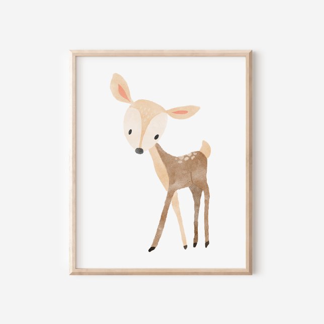 Cute Woodland Watercolor Deer Nursery Art Poster (Creator Uploaded)
