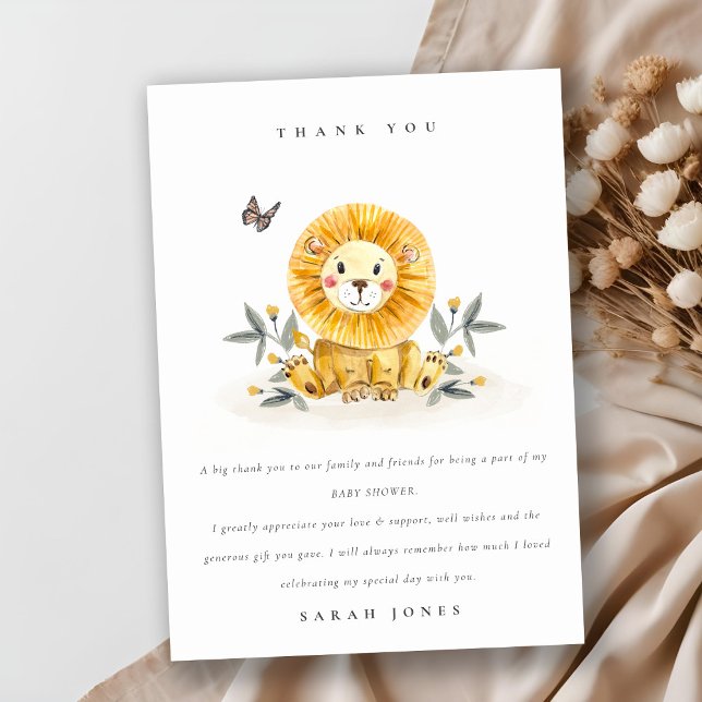 Cute Woodland Watercolor Lion Foliage Baby Shower Postcard (Creator Uploaded)