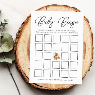 Cute Woodland Wolf Baby Shower Bingo Card