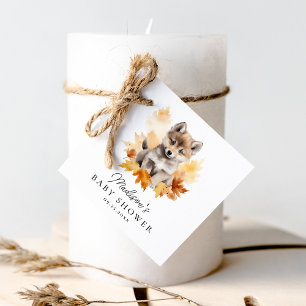 Cute Woodland Wolf Pup Fall Baby Shower Favour Tags