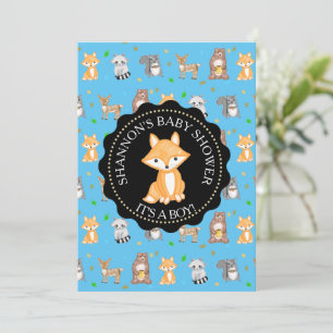 Cute Woodlands Animals Fox Baby Shower  Invitation