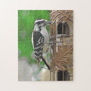 Cute Woodpecker at Birdfeeder Jigsaw Puzzle
