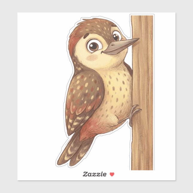 Cute Woodpecker Bird Sticker – Adorable Woodland A (Sheet)