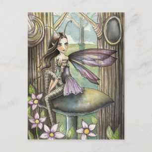 Cute Woods Fairy on Mushroom Flower Faeri Postcard