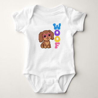 Cute Woof Dachshund Baby Bodysuit Groovy Puppy